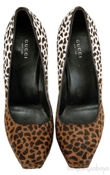 Animal Print Pony Hair Platform Pumps