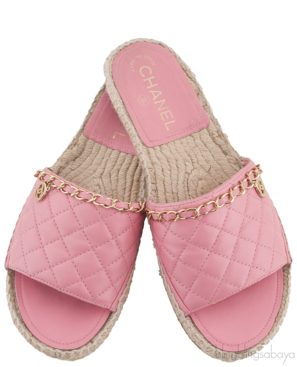 Pink Quilted Chain Slipper