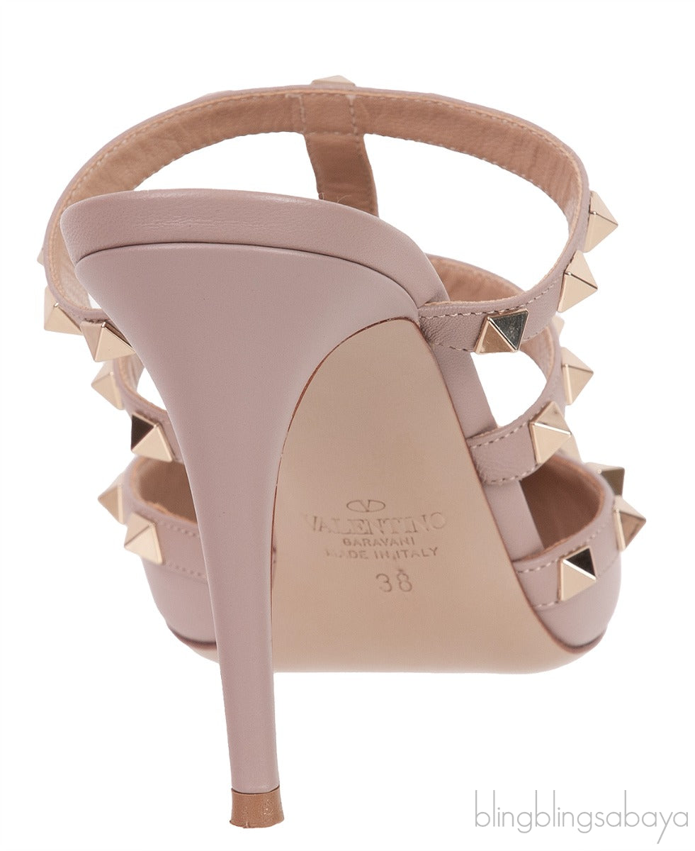 Nude Matte Rockstud Pointed Toe Mule
