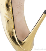 Gold Patent Peep Toe Pump