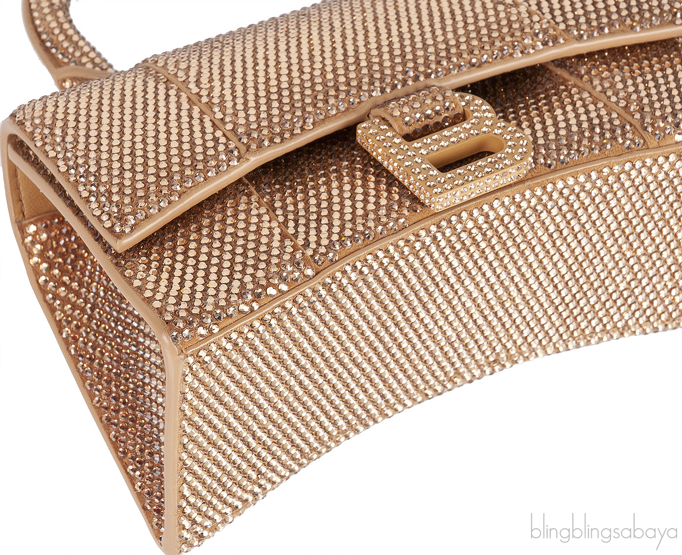 Hourglass XS Gold Rhinestone Suede Calfskin