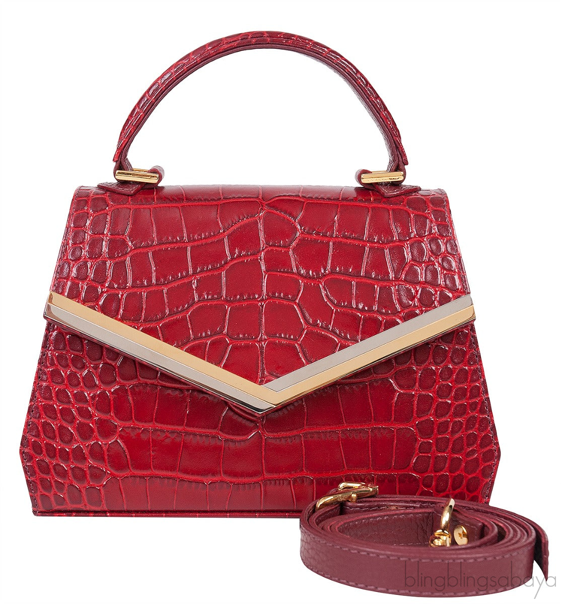 Leia Red Croc Print Mini Bag