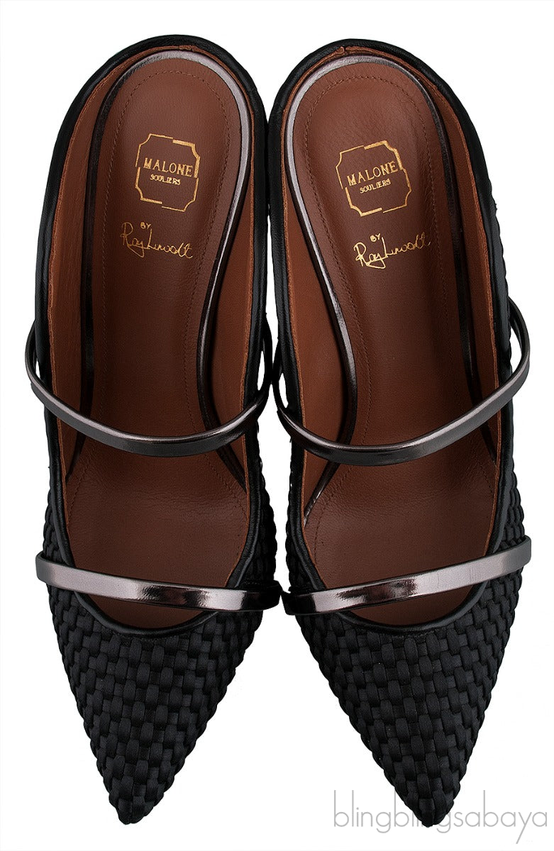 Maureen Black Woven Satin Mules