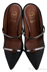 Maureen Black Woven Satin Mules