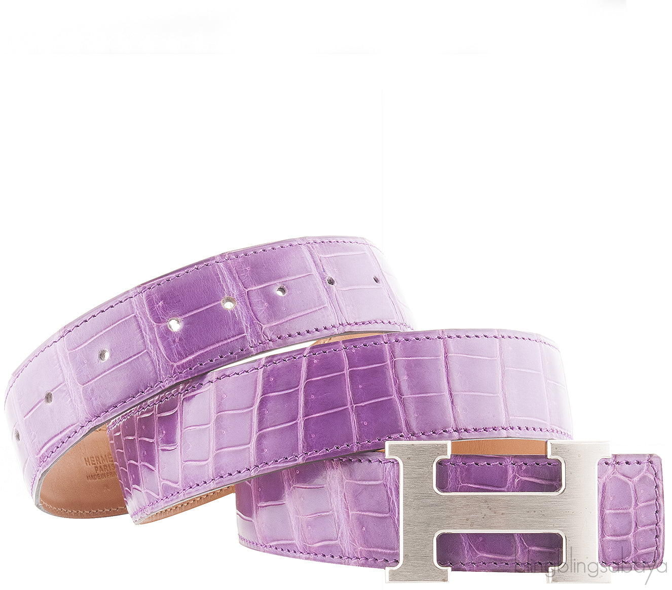 H Belt Amethyst Crocodile