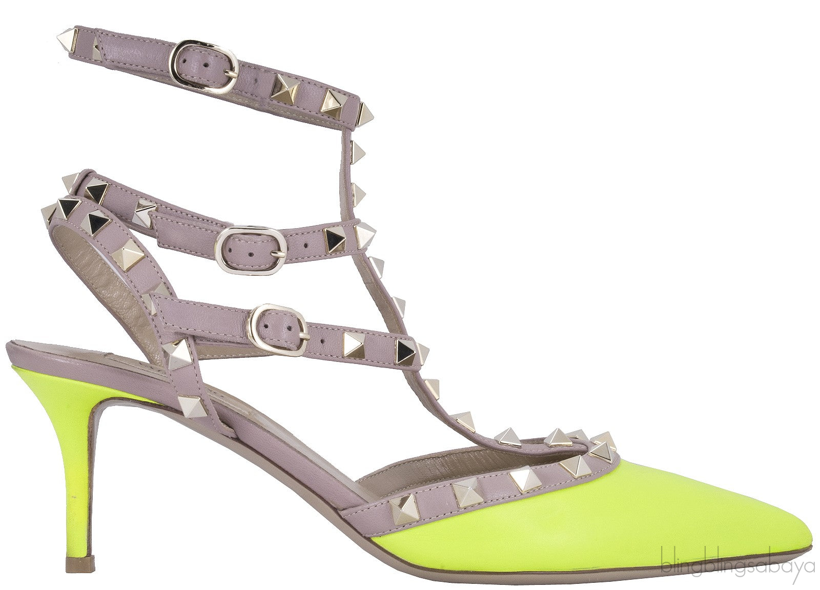 Lime Rockstuds Leather Pump