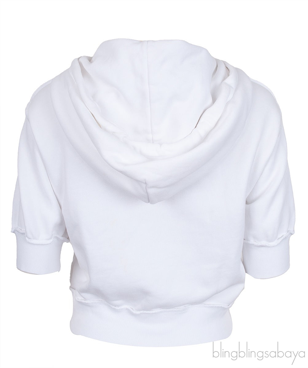 White Reverse Embroiderie Bear Hoodie