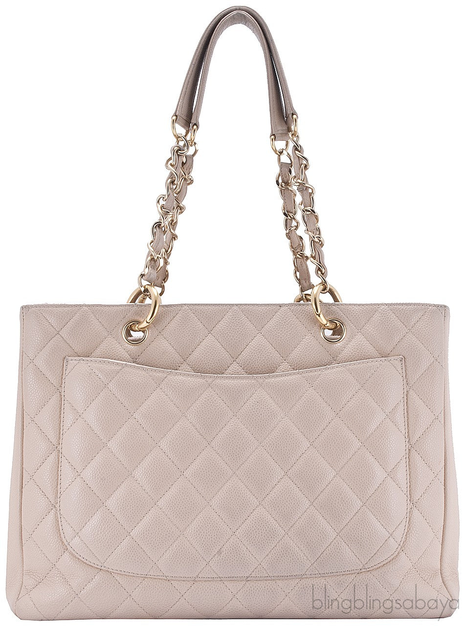 Beige Caviar Shopping Tote
