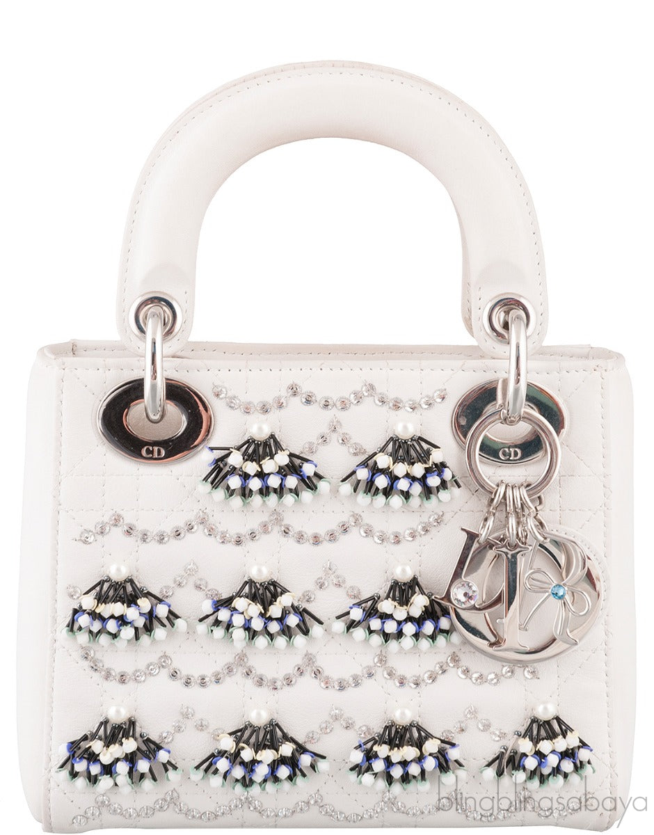 Lady Dior Mini Crystal Bead Embellished Bag