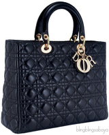 Lady Dior Large Black Quilted Bag