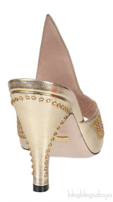 Gucci Gold Fedra Crystal Embellished Heels