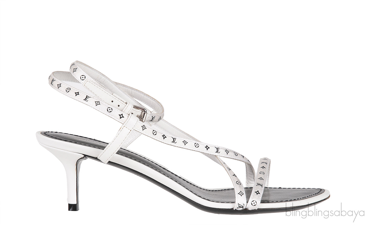 White Monogram Citizen Strappy Sandals