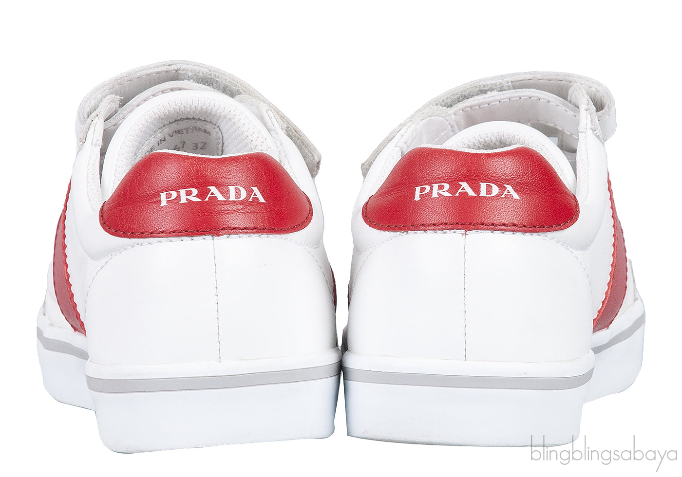 White & Red Velcro Strap Kids Sneaker 32