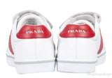 White & Red Velcro Strap Kids Sneaker 32
