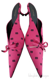 Silk BB Pink Knife Pointed Toe Mules