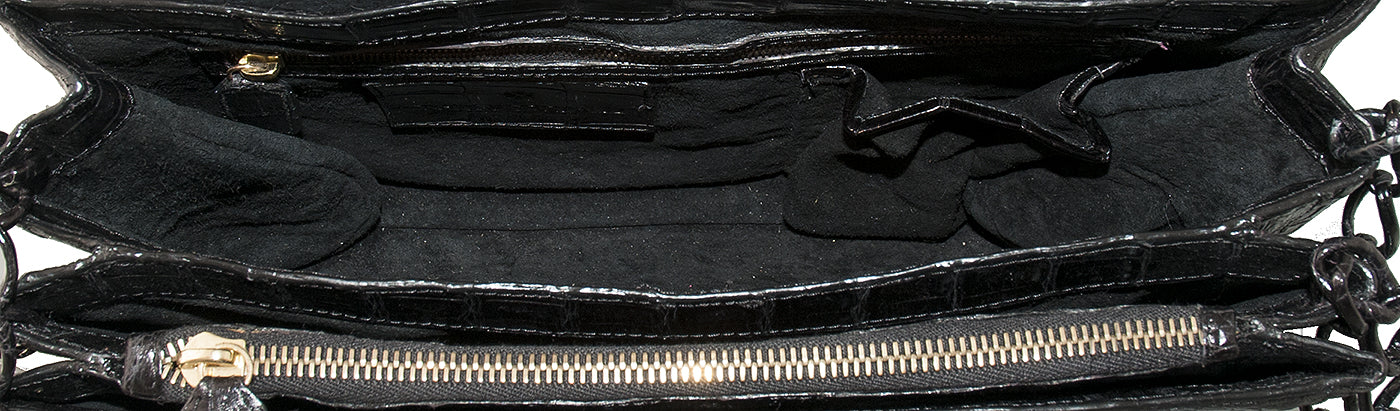Black Crocodile Chain Shoulder Bag