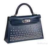 Kelly 20 Mini Sellier Cloute Blue Abysse Box Studded PHW
