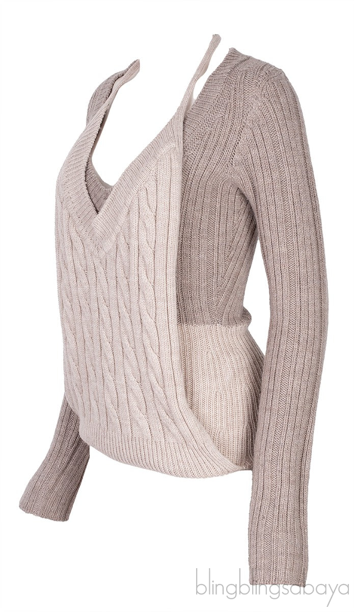 Grey \'La Double Maille\' V-Neck Sweater