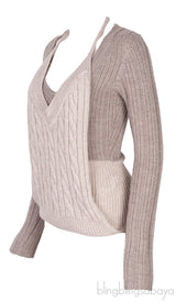Grey \'La Double Maille\' V-Neck Sweater