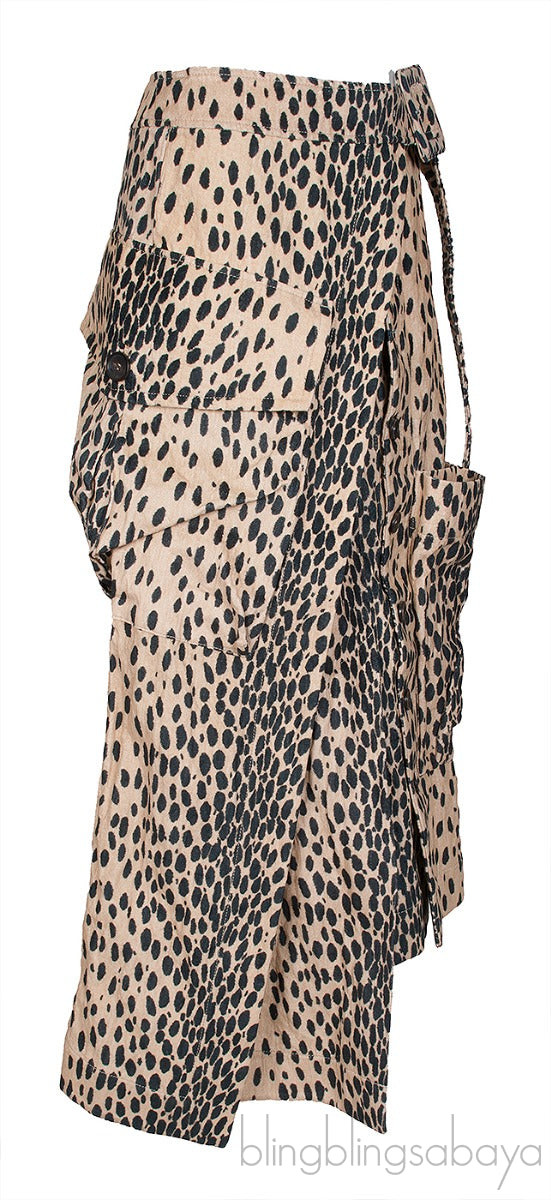 Leopard Print Asymmetric Midi Skirt
