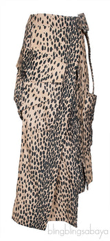 Leopard Print Asymmetric Midi Skirt