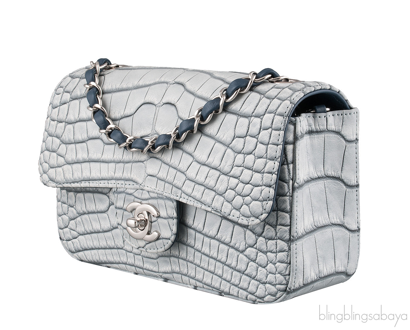 Grey Bi-Color Croc Mini Bag