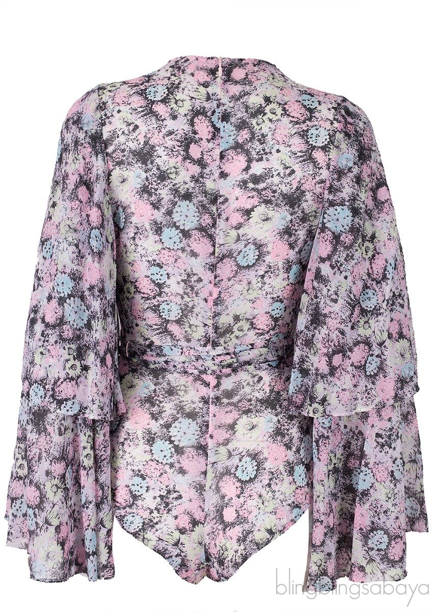 Multicolor Printed Bodysuit  w/ Belt