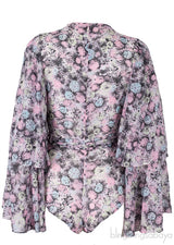 Multicolor Printed Bodysuit  w/ Belt