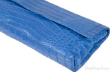 Blue Crocodile Fold-over Clutch Bag