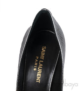 Yves Saint Laurent Gun Metal Lizard Print Pointed Pump
