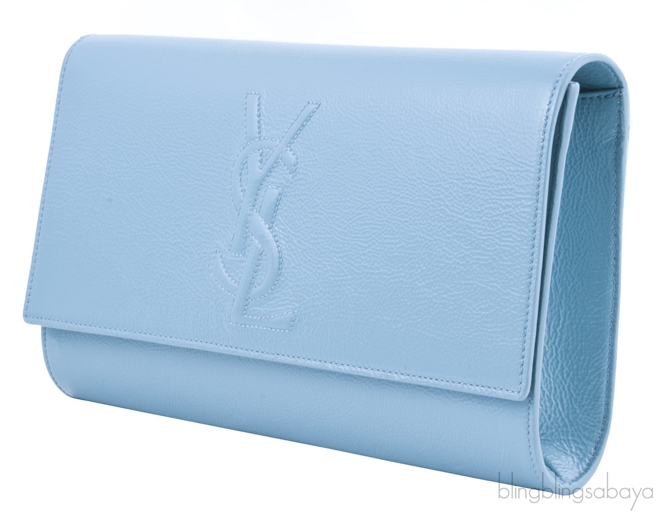 Sky Blue Patent Leather Clutch