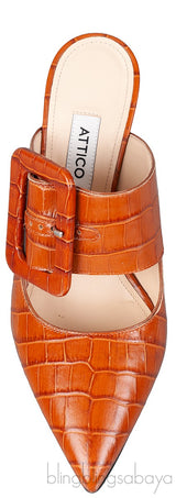 Brown Croc Embossed Chloe Mules