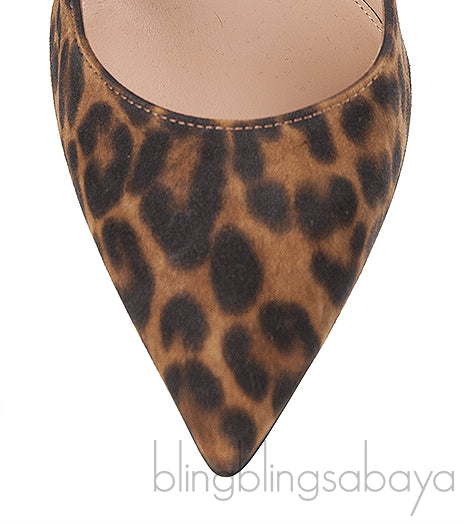 Leopard Print Suede Pointed Toe Heels