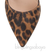 Leopard Print Suede Pointed Toe Heels