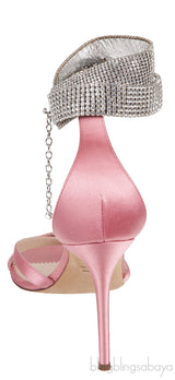 Light Pink Satin Crystal Embellished Sandals