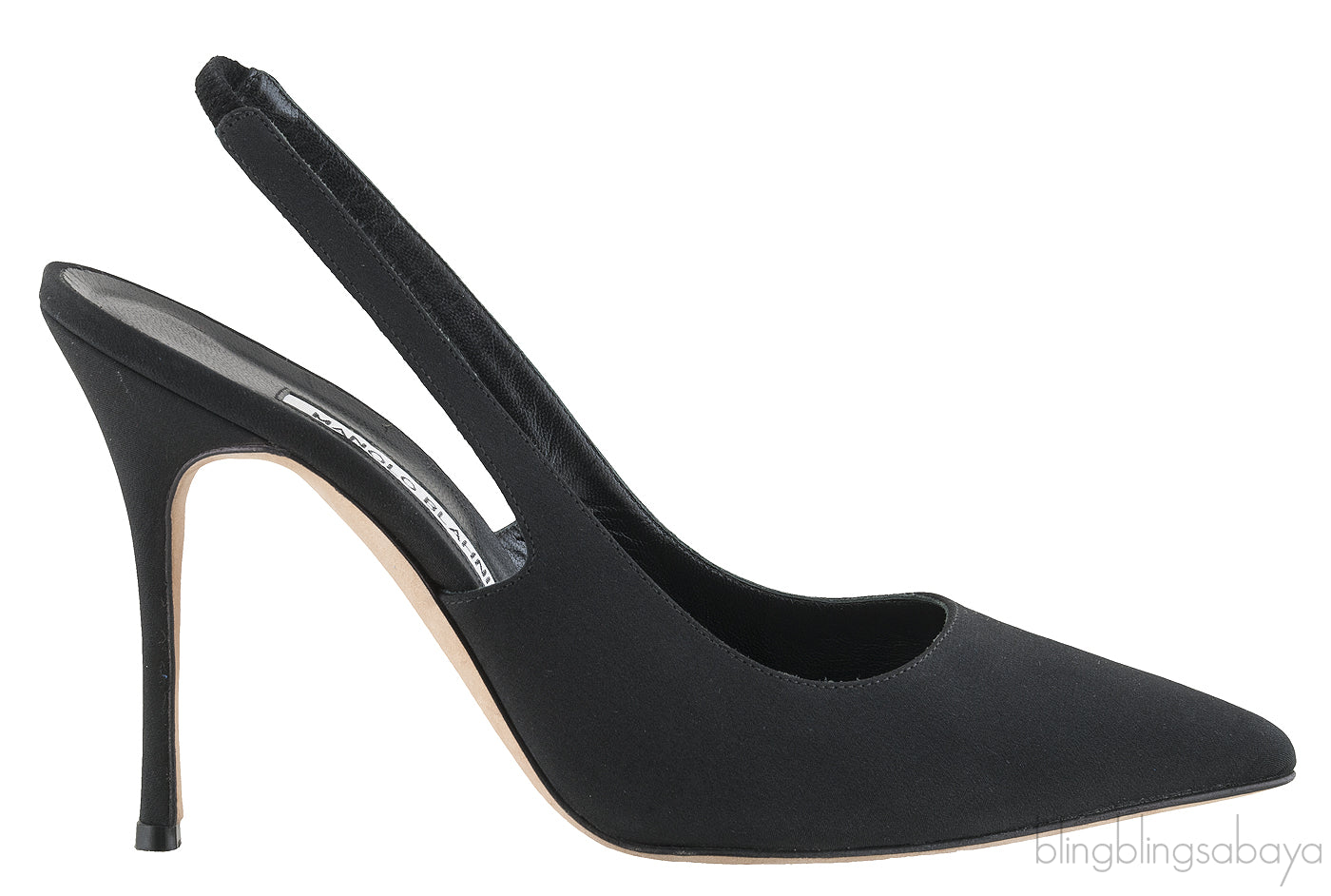 Black Satin Slingback Heels