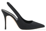 Black Satin Slingback Heels