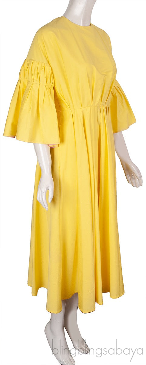 Yellow Iosefina Cotton Poplin Midi Dress