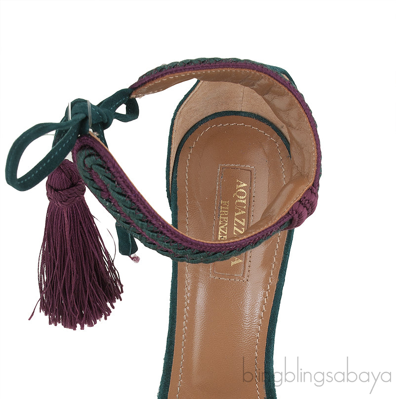 Bi-color Suede Fringed Tassel Sandals