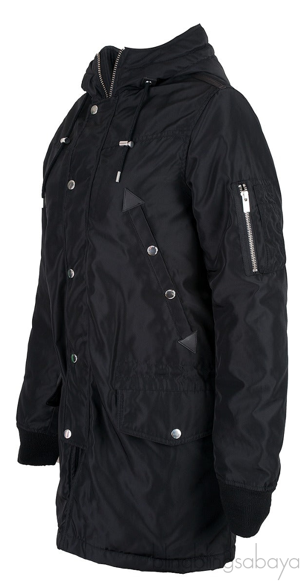 Black Trench Coat with Hoodie