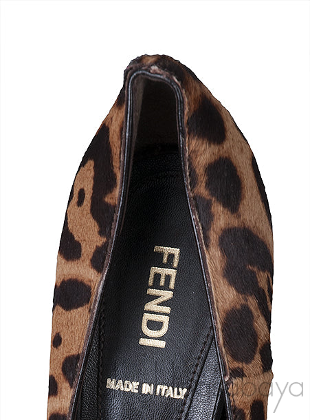 Leopard Pony Hair Peep Toe Pump