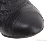 Black Mix Quilted Leather Ankle Boots