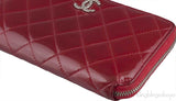 Red Quilted Patent Long Wallet