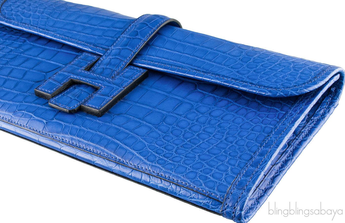 Jige Elan Blue Electric Crocodile Clutch
