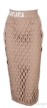 Light Brown Cut Out Knit Skirt