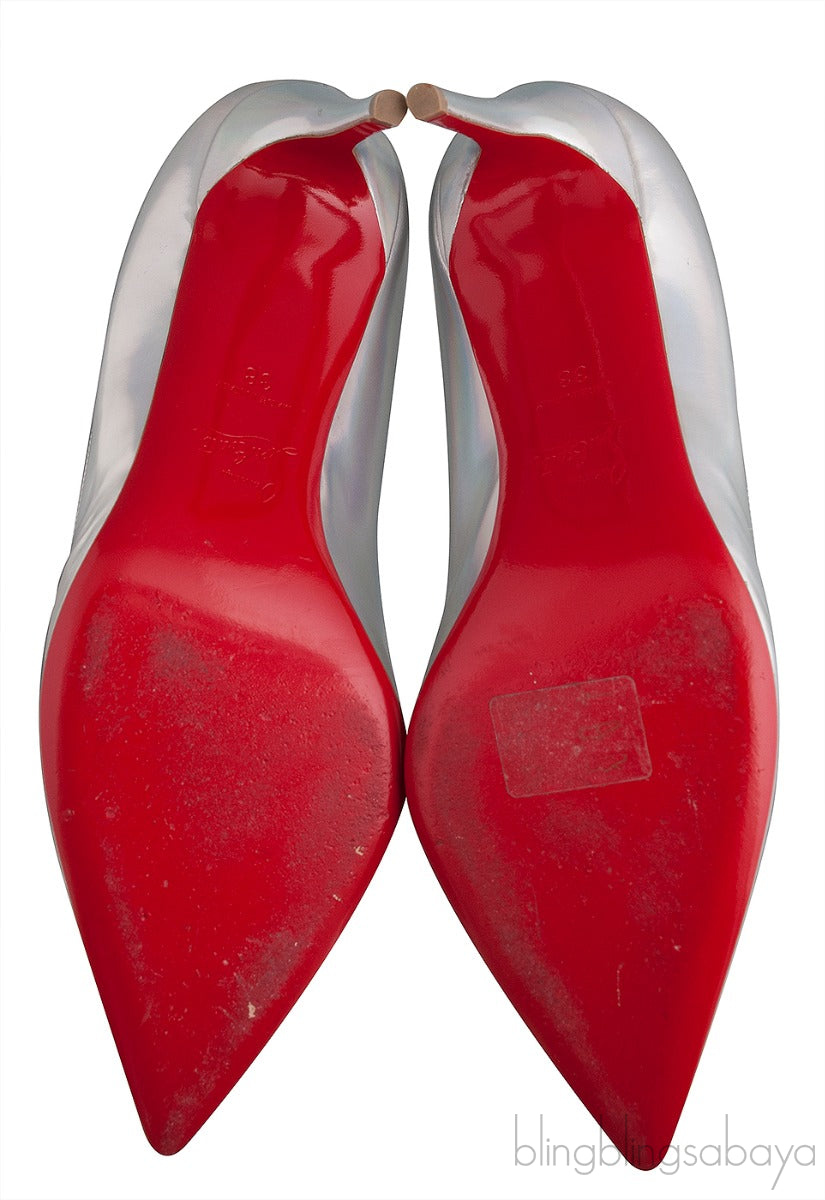 Silver Metallic Pointed Toe Heels