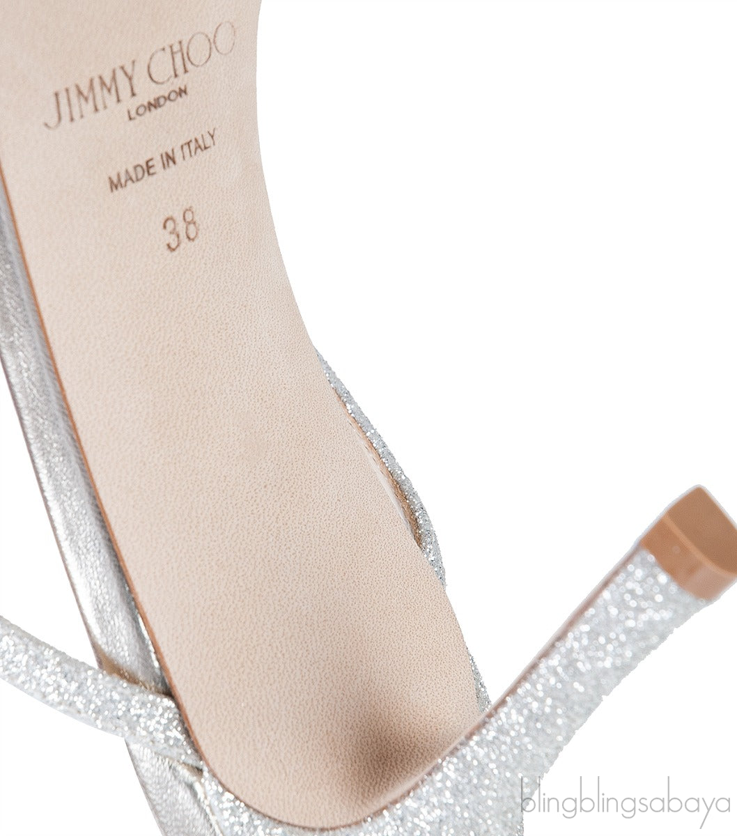 Jimmy Choo Anise 75 Platinum Ice Sandals