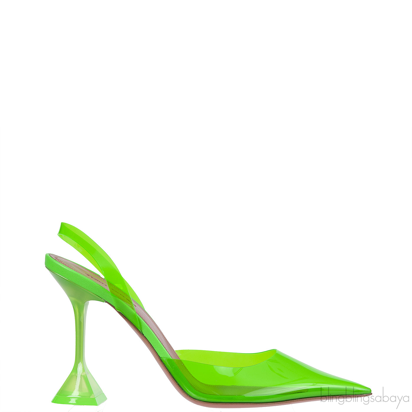 AMINA MUADDI Holli 95 PVC Glass Green Slingback Pumps
