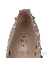 Nude Leather Rockstud Ballet Flat