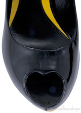 Black Heart Peep Toe Pump